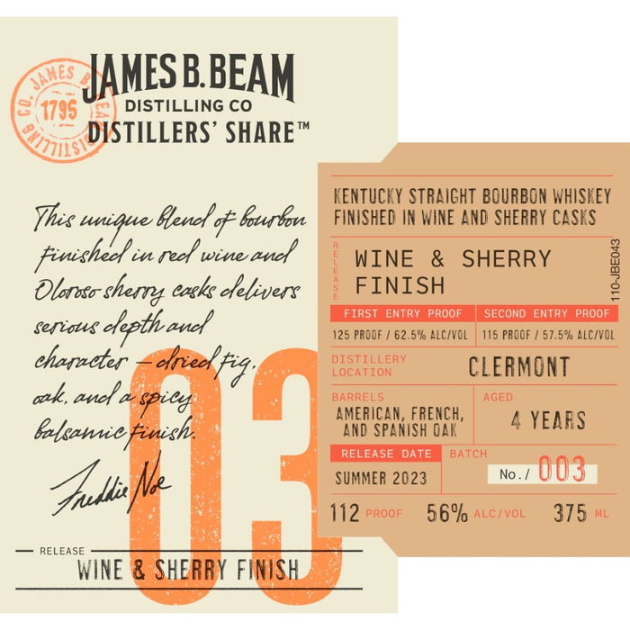 James B. Beam Distiller's Share 03 Wine & Sherry Finish Straight Bourbon Whiskey