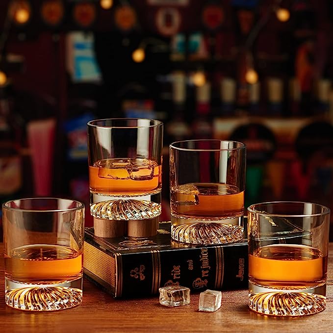 Old Fashioned Whiskey Glasses Set of 4 12oz
