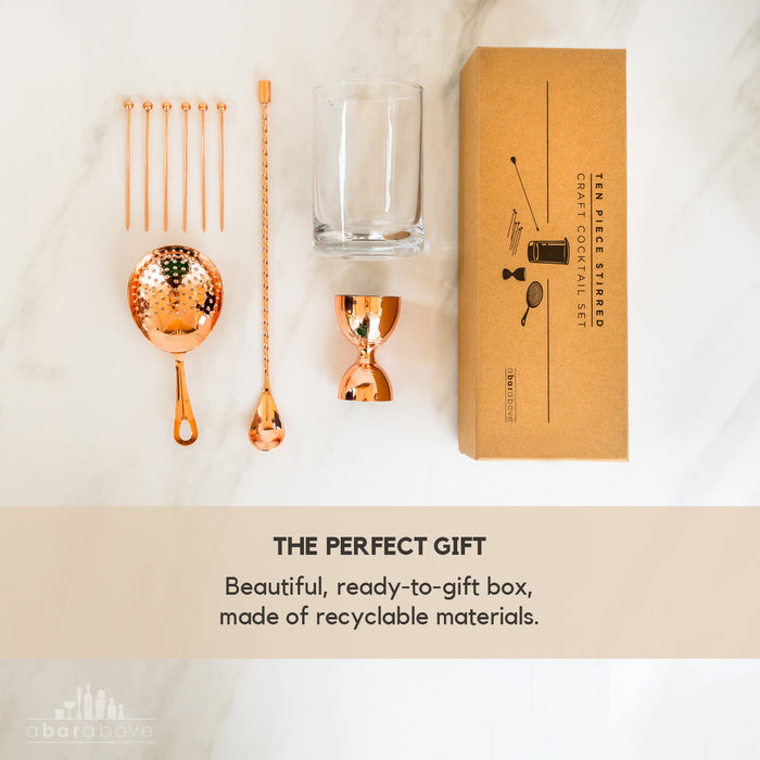Copper 10-Piece Stirred Craft Cocktail Set