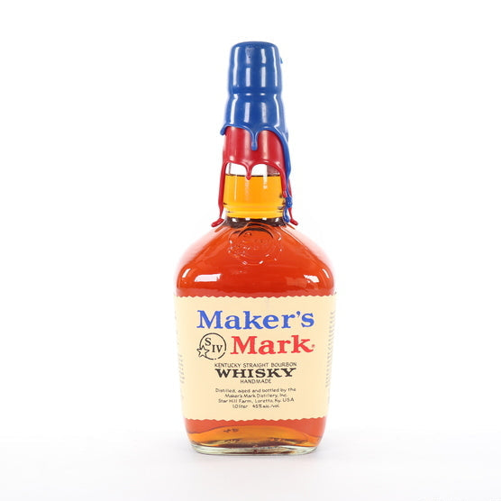 2001 Makers Mark It's That Time of Year Again Blue/Red Wax Kentucky Straight Bourbon Whisky 1Lt