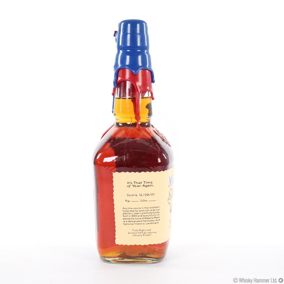 2001 Makers Mark It's That Time of Year Again Blue/Red Wax Kentucky Straight Bourbon Whisky 1Lt