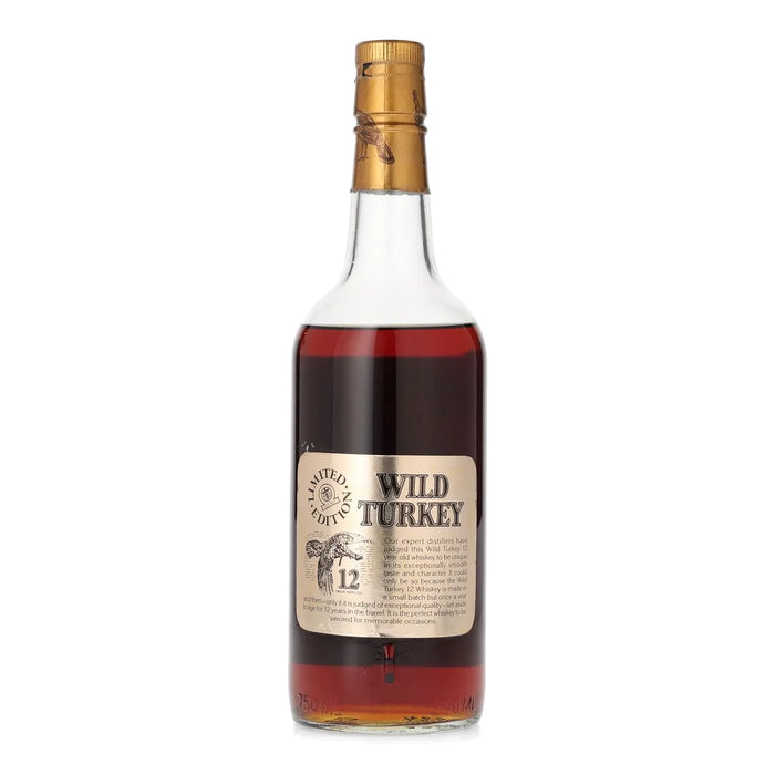 1985 Wild Turkey 12 Year Old Gold Foil Kentucky Bourbon 750ml Back