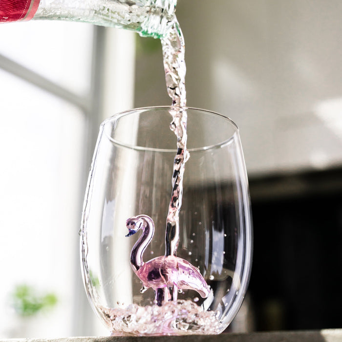 Figural Flamingo Stemless Glasses