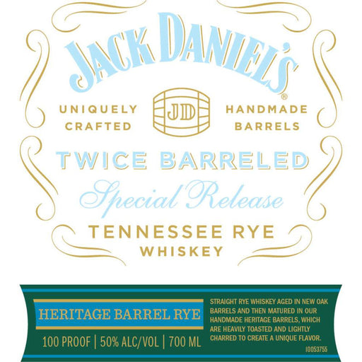 2023 Jack Daniel's Twice Barreled Heritage Barrel Tennessee Rye 700ml Label