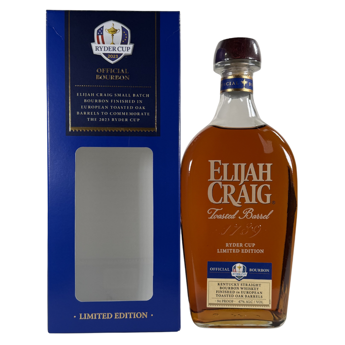 2023 Elijah Craig Ryder Cup Toasted Barrel Straight Bourbon Whisky 750ml
