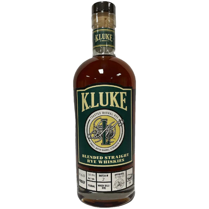 K. Luke Toasted Barrel Small Batch Rye Whiskey 750ml