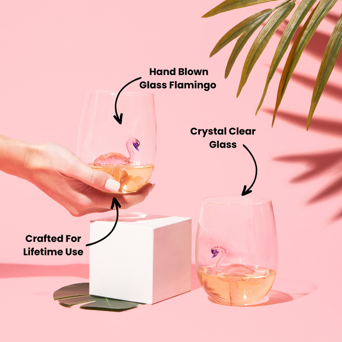 Figural Flamingo Stemless Glasses