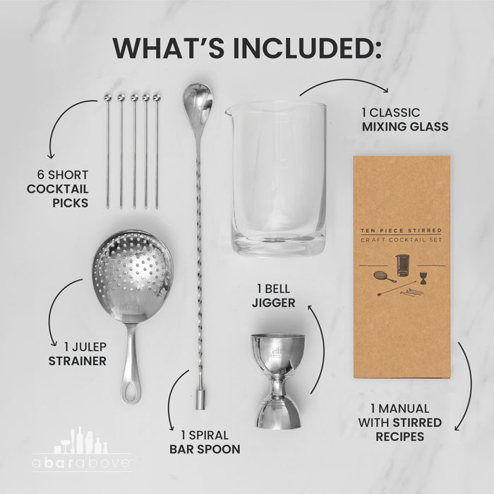 Gold 10-Piece Stirred Craft Cocktail Set