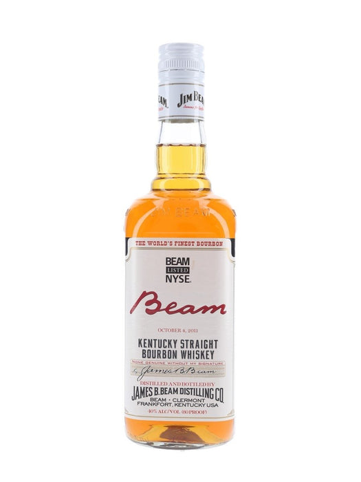 Jim Beam White Label Beam Listed NYSE Kentucky Straight Bourbon Whiskey 750ml