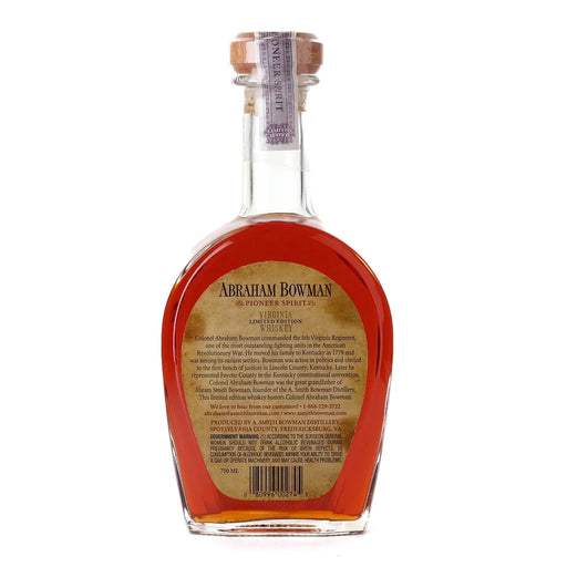 Abraham Bowman 14 Year Old Bourbon Whiskey 750ml back