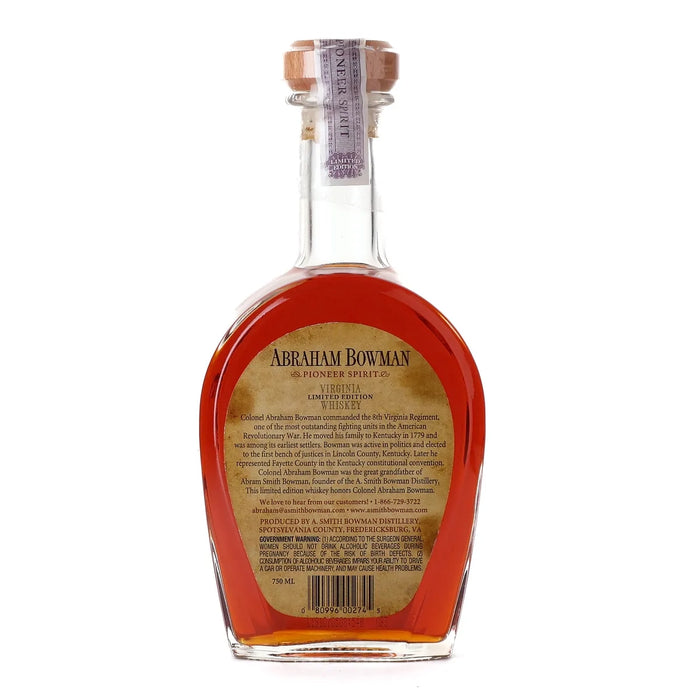 Abraham Bowman 14 Year Old Bourbon Whiskey 750ml back