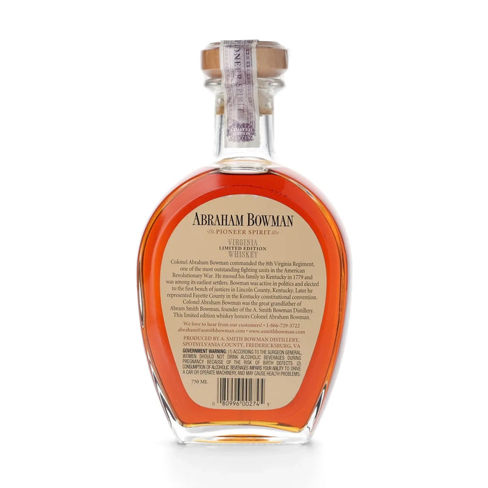 A. Smith Bowman Abraham Bowman 18 Year Cask Strength 138.6 Virginia Whiskey 750ml