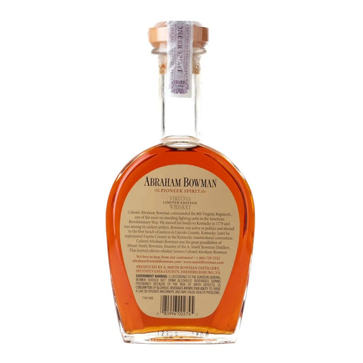 Abraham Bowman 8 Year Old Port Finished Virginia Whiskey 750ml back