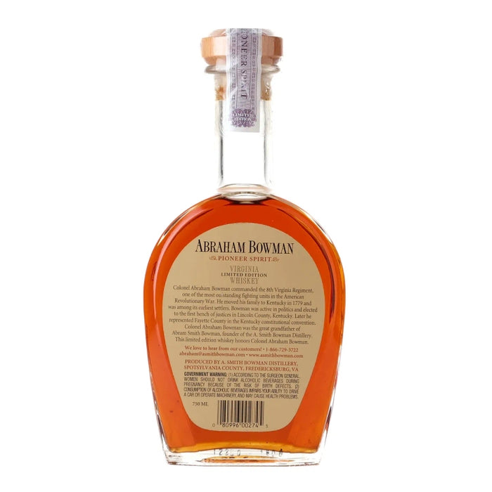 Abraham Bowman 8 Year Old Port Finished Virginia Whiskey 750ml back
