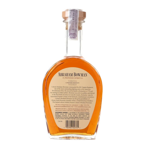 Abraham Bowman 9 Year Virginia Wheat Bourbon 750ml back