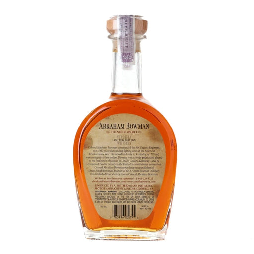 Abraham Bowman Gingerbread #2 Virginia Whiskey 750ml back