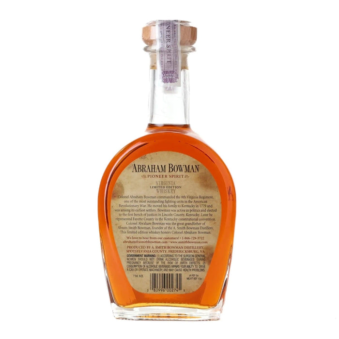 Abraham Bowman Gingerbread #2 Virginia Whiskey 750ml back