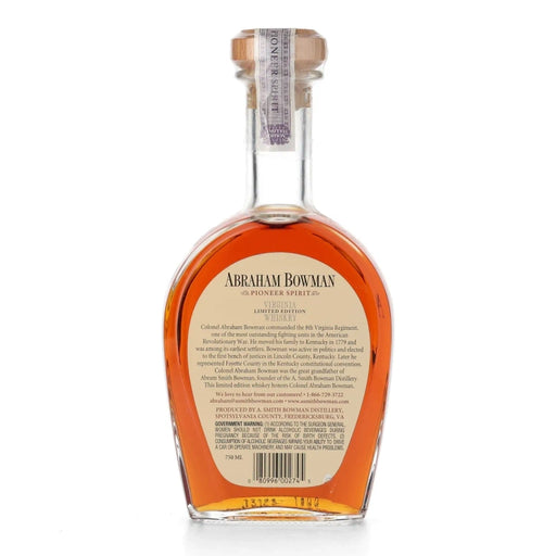 Abraham Bowman Last Millennium 13 Year Old Virginia Whiskey 750ml Back