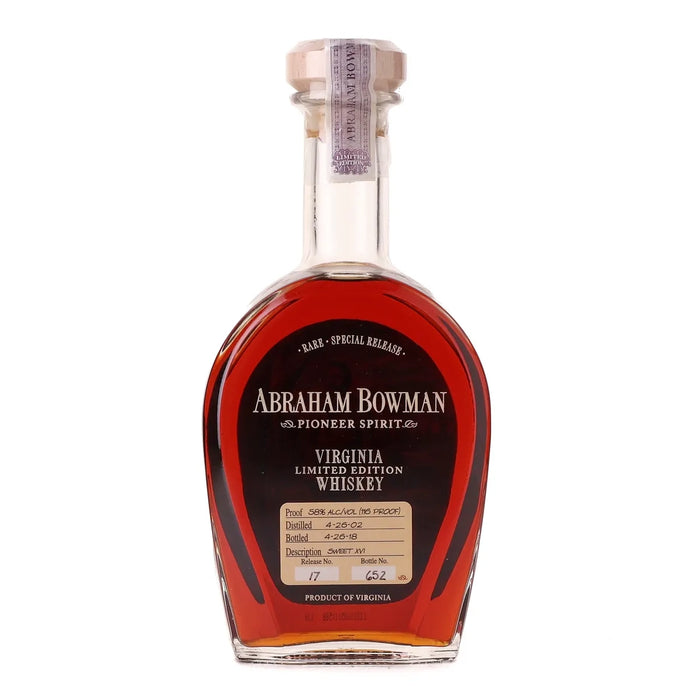 Abraham Bowman Sweet XVI Virginia Whiskey 750ml