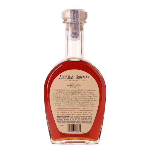 Abraham Bowman Sweet XVI Virginia Whiskey 750ml Back