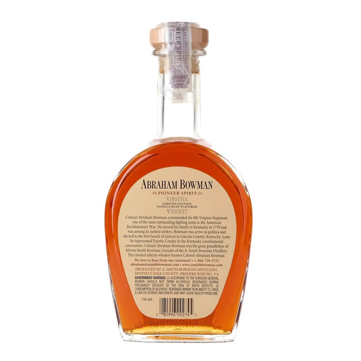 Abraham Bowman Vanilla Bean Infused Virginia Whiskey 750ml back