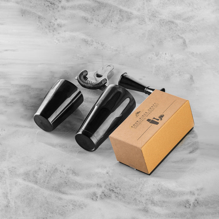Black Cocktail Shaker Set (4-Piece)