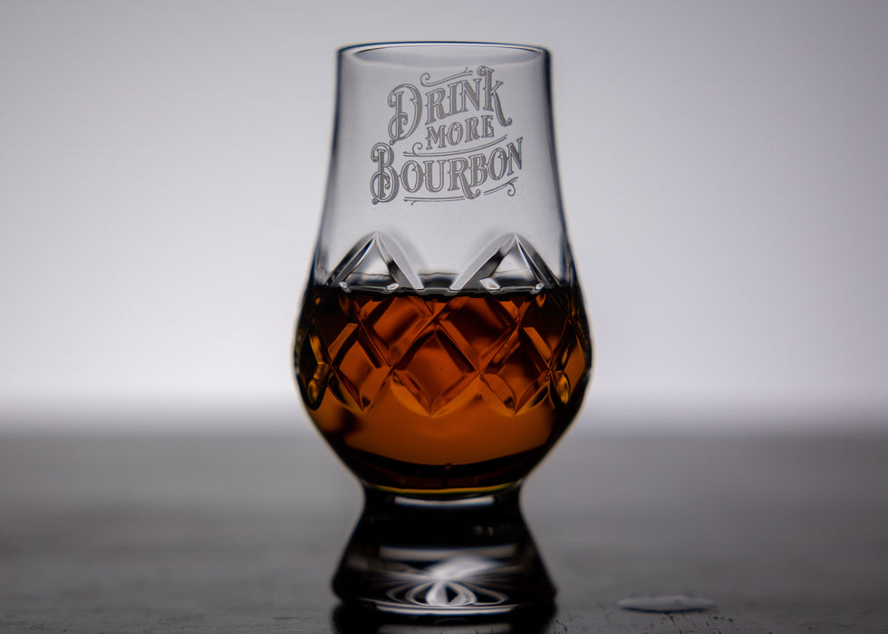 Drink More Bourbon Cut Crystal Glencairn