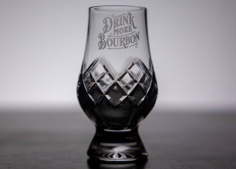 Drink More Bourbon Cut Crystal Glencairn