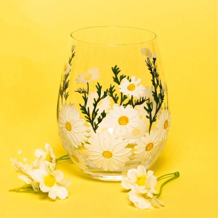 Daisy Painted Stemless Glasses