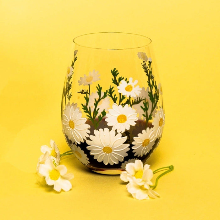 Daisy Painted Stemless Glasses