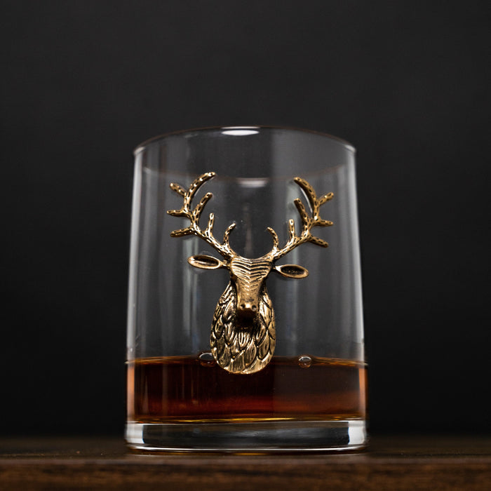 Gold Stag Deer Whiskey Glasses