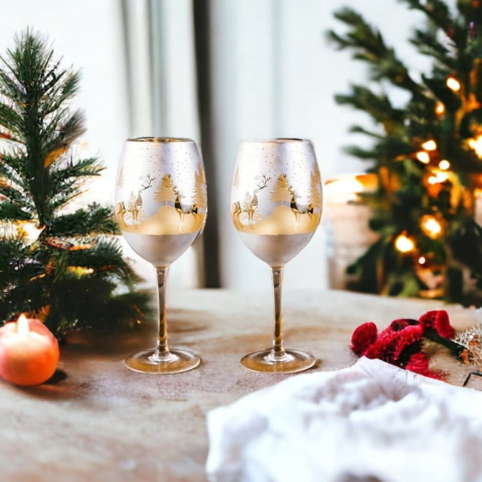 Gold & Silver Deer Wine Glasses