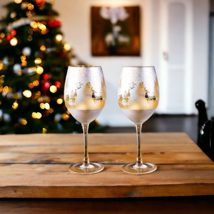 Gold & Silver Deer Wine Glasses