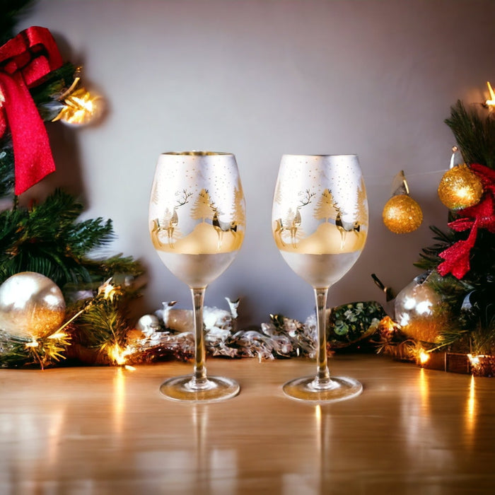 Gold & Silver Deer Wine Glasses