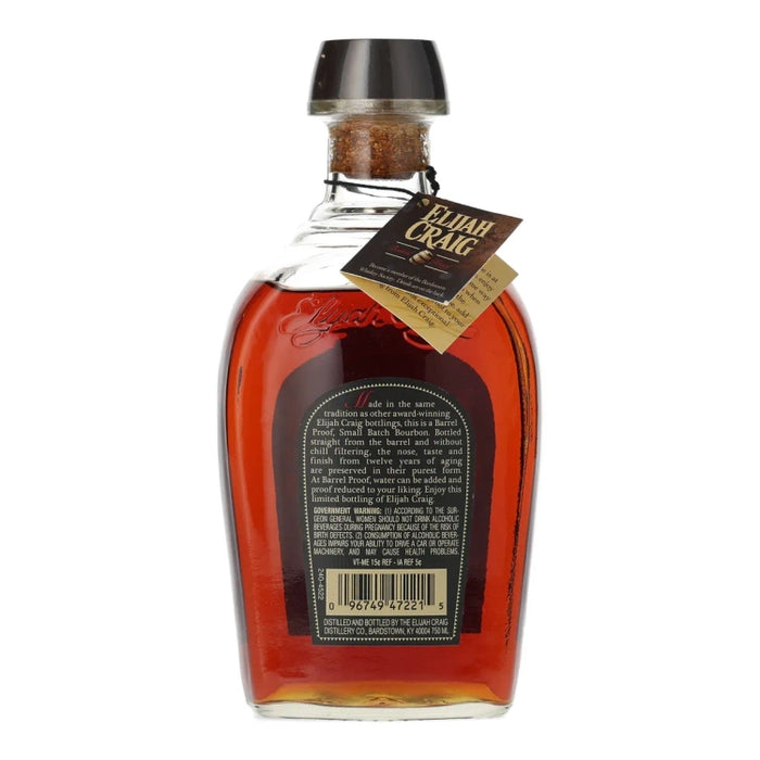 Elijah Craig Batch 12 Barrel Proof Kentucky Straight Bourbon 750ml back