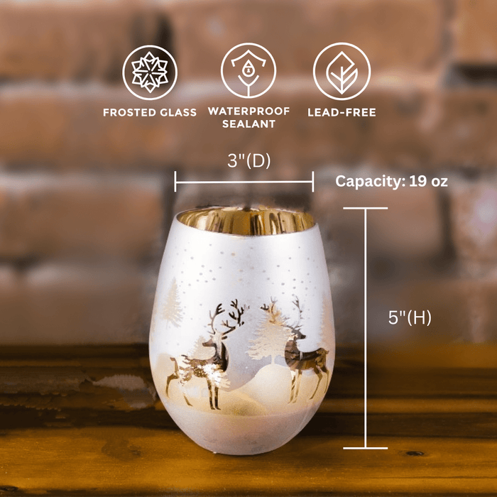 Gold & Silver Deer Stemless Glasses