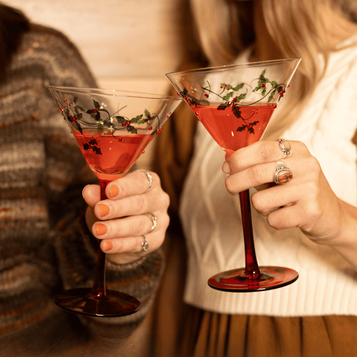 Christmas Holly Martini Glasses