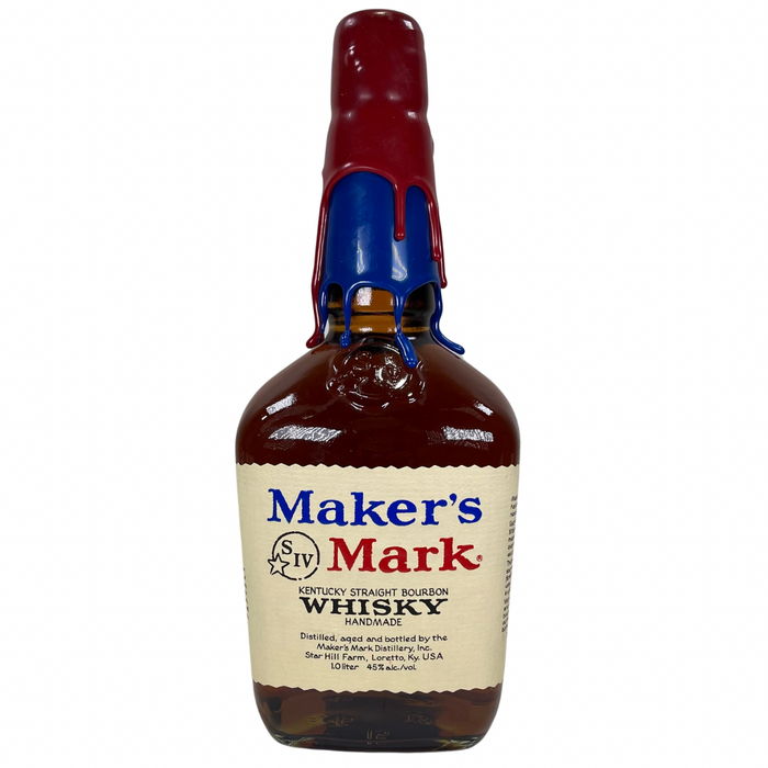 Makers Mark 2001 'It's That Time of Year Again' Red/Blue Wax Kentucky Straight Bourbon Whisky