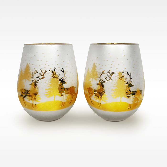 Gold & Silver Deer Stemless Glasses