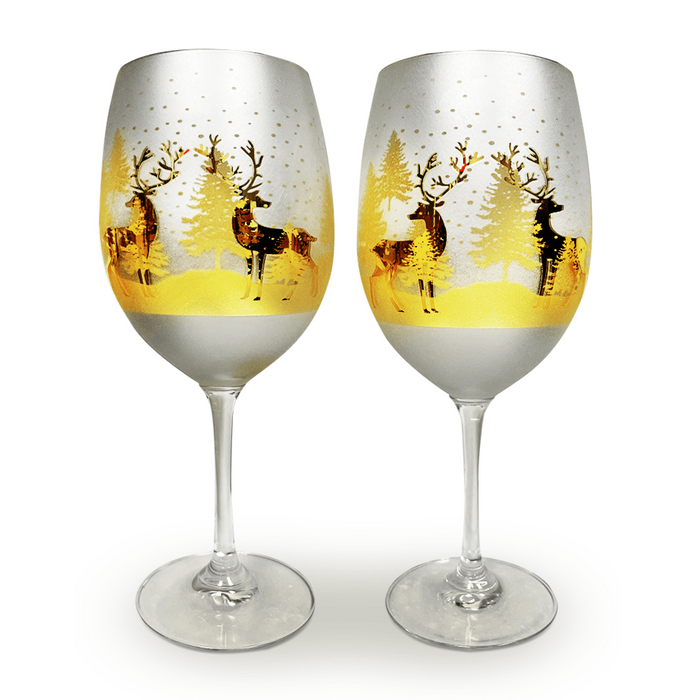 Gold & Silver Deer Wine Glasses