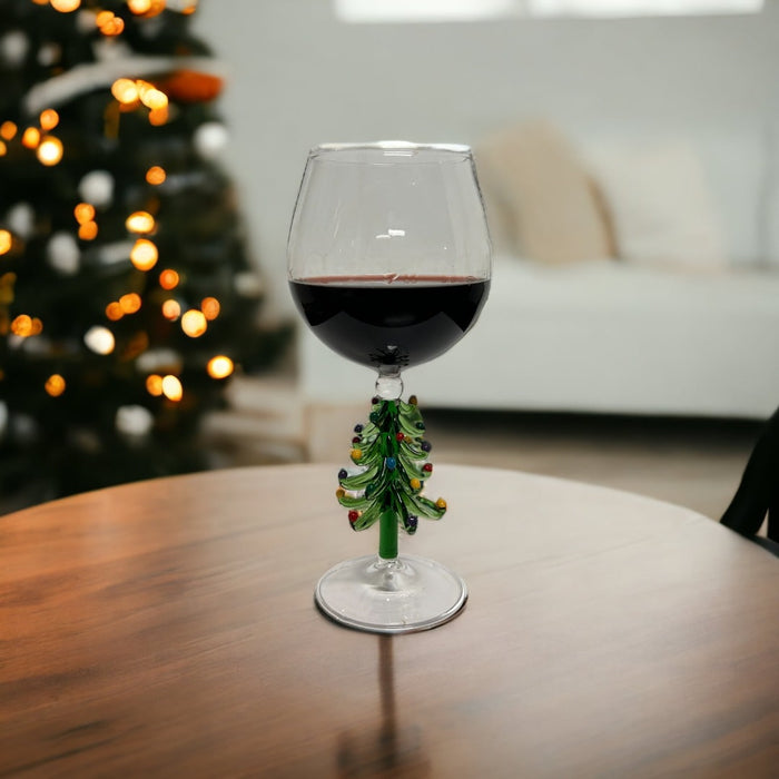 Figural Christmas Tree Wine Glasses