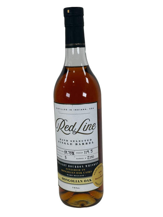 Red Line Mongolian Oak Casks Finished Single Barrel Straight Bourbon Whiskey 750ml