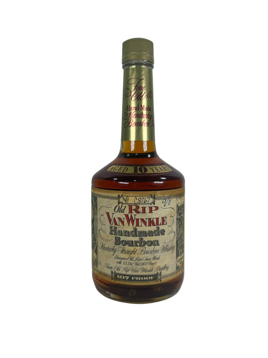 Pre 2010s Old Rip Van Winkle Handmade 10 Year Old 107 Proof Kentucky Straight Bourbon Whiskey Squat Bottling 750ml