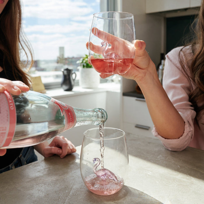 Figural Flamingo Stemless Glasses