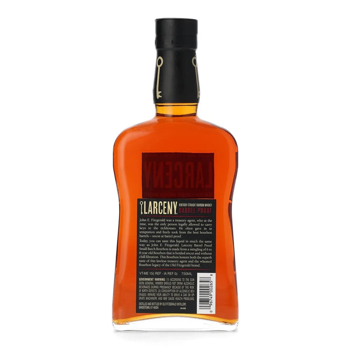 Larceny Barrel Proof Batch A123 Kentucky Bourbon 750ml Back