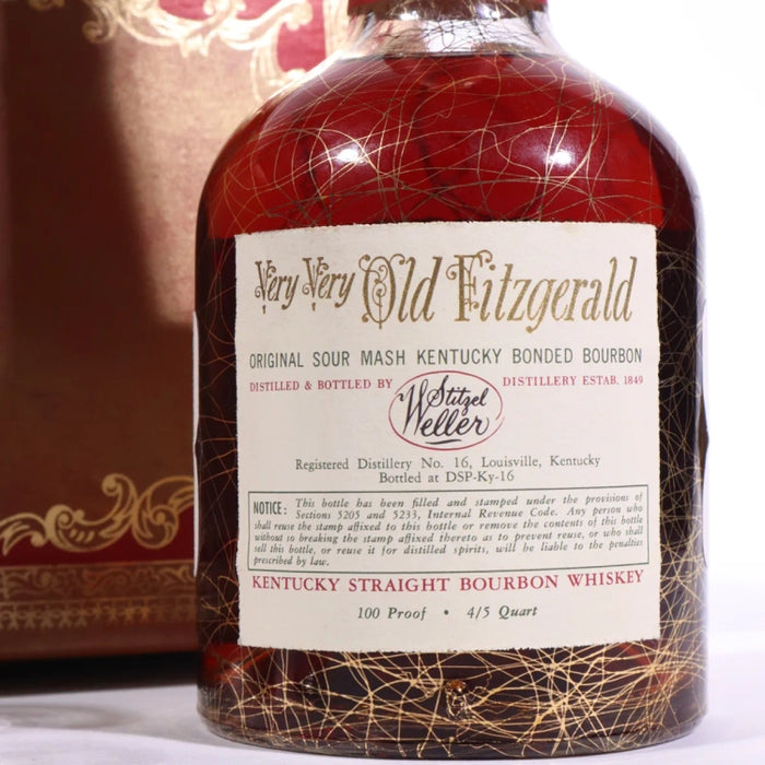 1967 Old Fitzgerald Bonded Very Very Old 12 Year Old Bourbon Whiskey With Box and Glasses 4/5 Quart