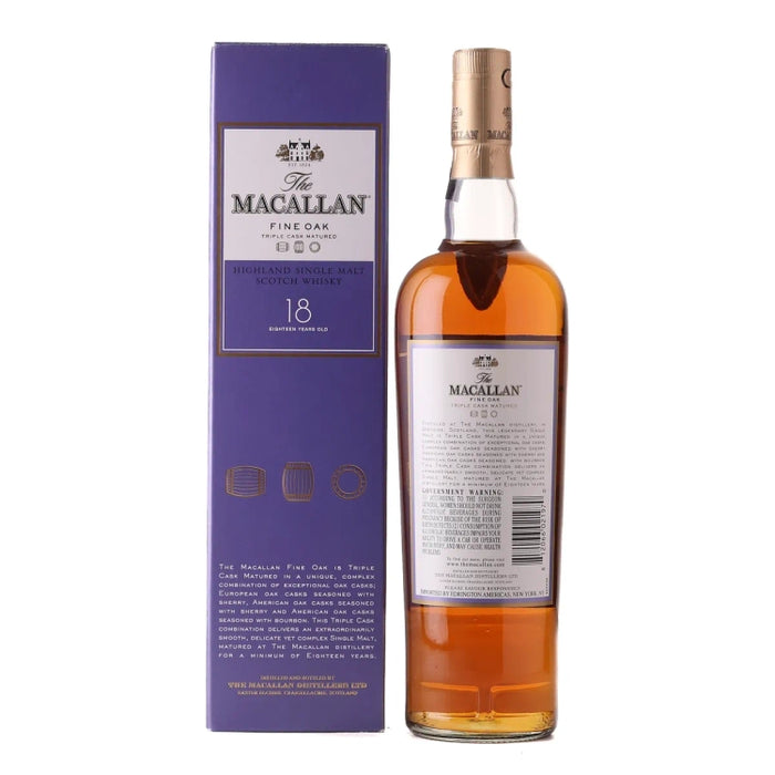 Macallan Triple Cask Matured Fine Oak 18 Year Single Malt Scotch 750ml Back