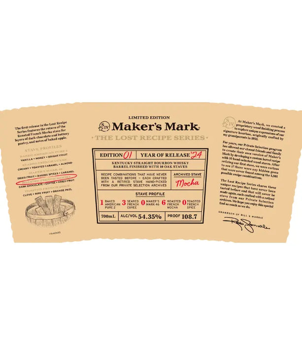 2024 Maker's Mark The Lost Recipe Series Kentucky Straight Bourbon Edition #1