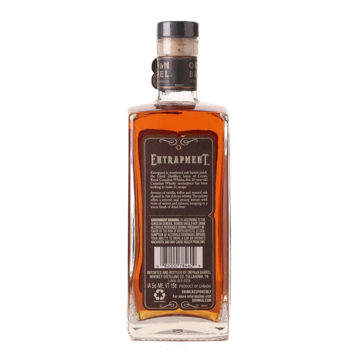 Orphan Barrel Entrapment 25 Year Old Canadian Whisky 750ml Side 1
