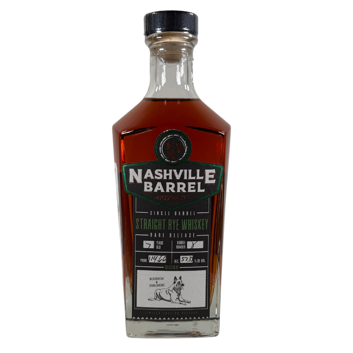Nashville Barrel Co. 7 Year Old Single Barrel Cask Strength Straight Rye Whiskey 750ml